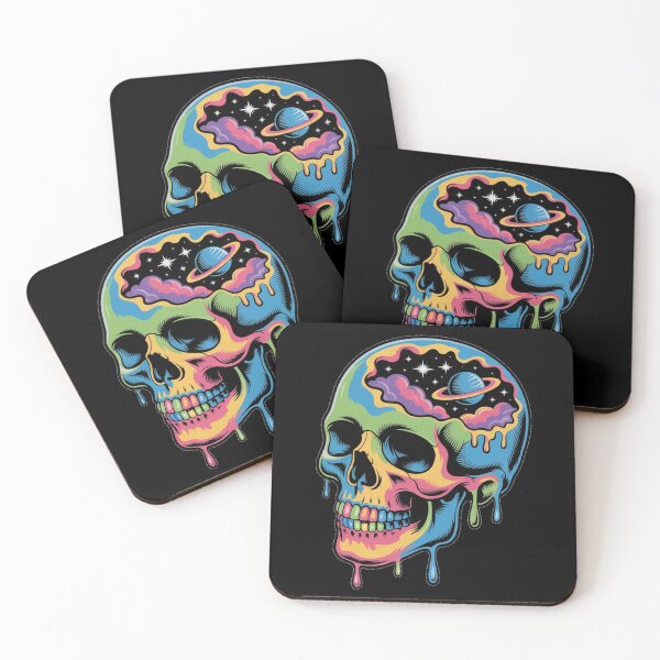 Item preview, Psychedelic Melting Skull Bright Trippy Surreal Art Design designed and sold by NatArtSA.