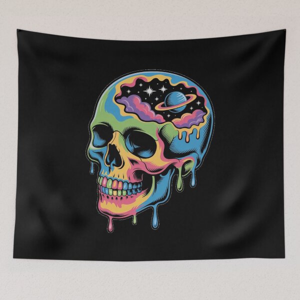 Item preview, Psychedelic Melting Skull Bright Trippy Surreal Art Design designed and sold by NatArtSA.