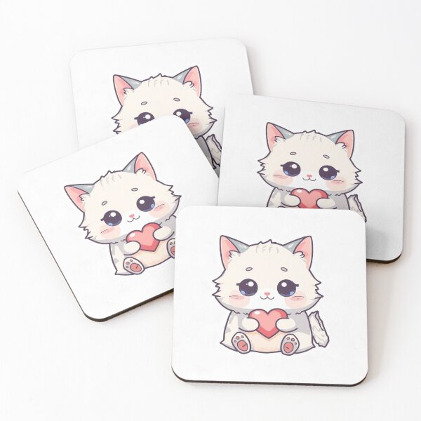 Item preview, Cute White Cat Holding Heart Sticker PNG | Kawaii Love Kitty Design designed and sold by AnimalBloomLab.