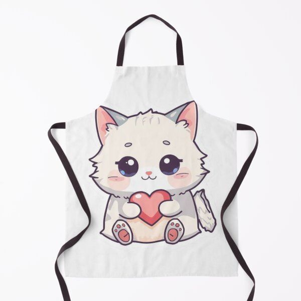 Item preview, Cute White Cat Holding Heart Sticker PNG | Kawaii Love Kitty Design designed and sold by AnimalBloomLab.