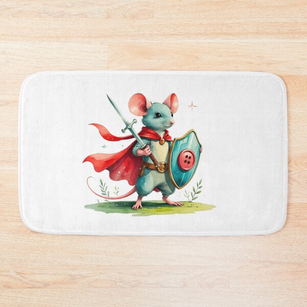 Item preview, Cute Mouse Knight with Needle Sword and Button Shield Watercolor designed and sold by AQUILAKREO.