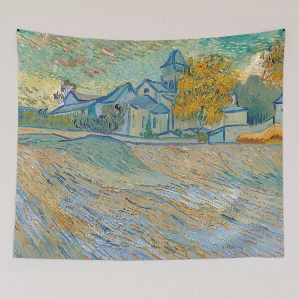 Item preview, Vue De Lasile Et De La Chapelle Saint Paul De Mausole by Vincent van Gogh: Post Impressionist Landscape Poster designed and sold by artofuniverse.