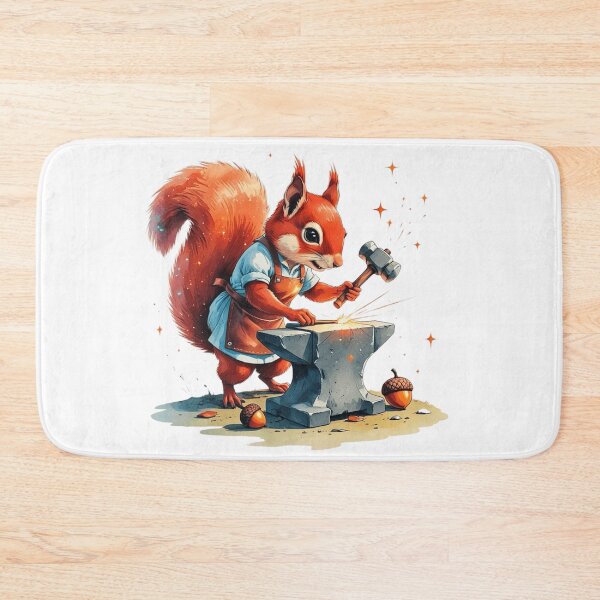 Item preview, Hardworking Squirrel Blacksmith Forging Sword Watercolor designed and sold by AQUILAKREO.
