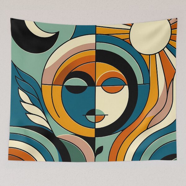 Item preview, Abstract Sun Moon Face Geometry designed and sold by InkSmithery.