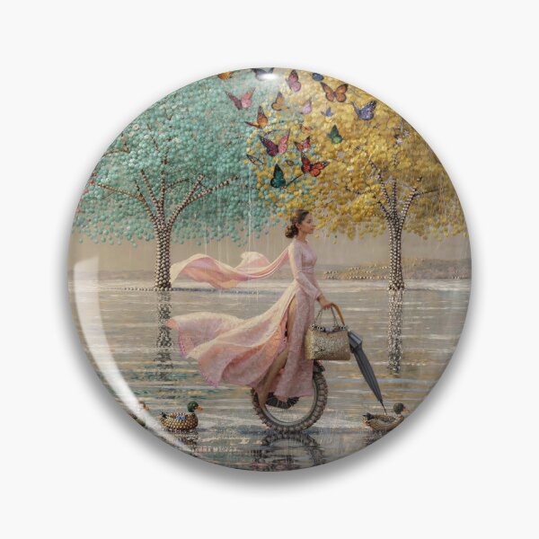Item preview, Pluviophile Woman Riding a Unicycle in Spring Shower designed and sold by M-Y-A-R-T-.