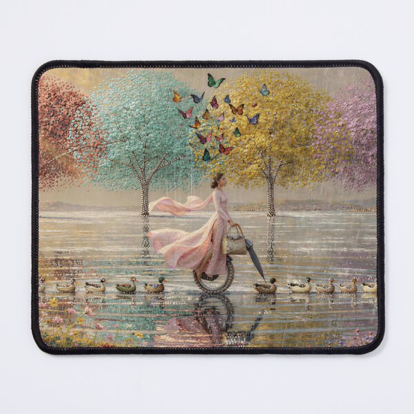 Item preview, Pluviophile Woman Riding a Unicycle in Spring Shower designed and sold by M-Y-A-R-T-.