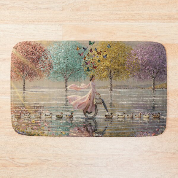 Item preview, Pluviophile Woman Riding a Unicycle in Spring Shower designed and sold by M-Y-A-R-T-.