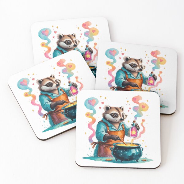 Item preview, Cute Raccoon Alchemist Brewing Love Potion Watercolor designed and sold by AQUILAKREO.