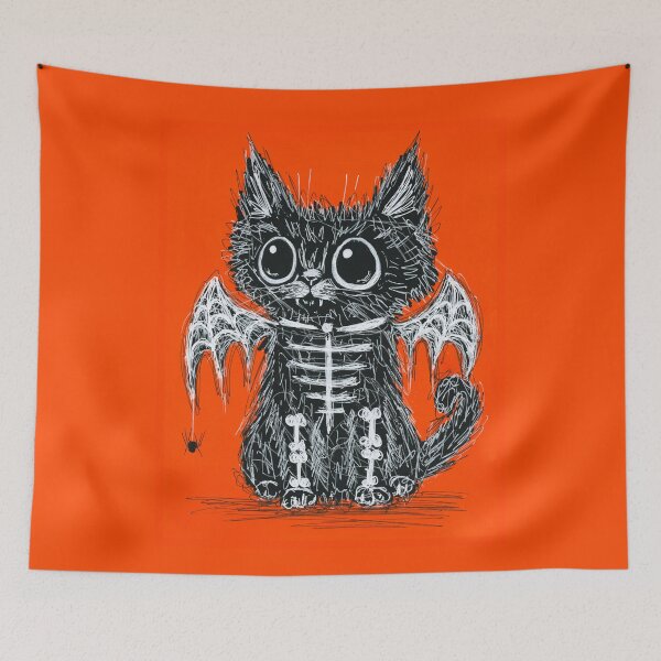 Item preview, Spooky Cute Skellie Bat Cat designed and sold by KilkennyCat Art.