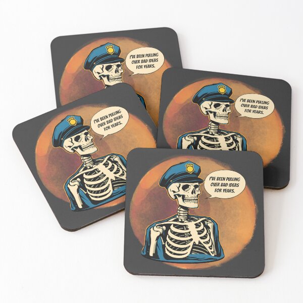 Item preview, Pulling Over Bad Ideas for Years – Dark Humor Skeleton Cop Design designed and sold by TestudoDesign.