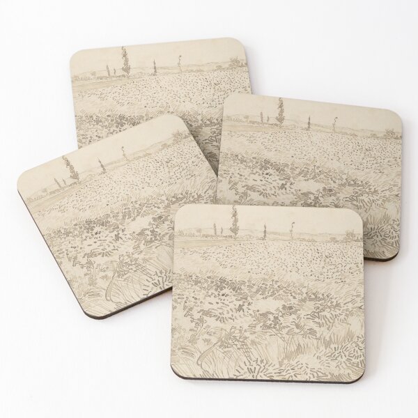 Item preview, Wheat Field by Vincent van Gogh: Sepia Countryside Fine Art Print designed and sold by artofuniverse.