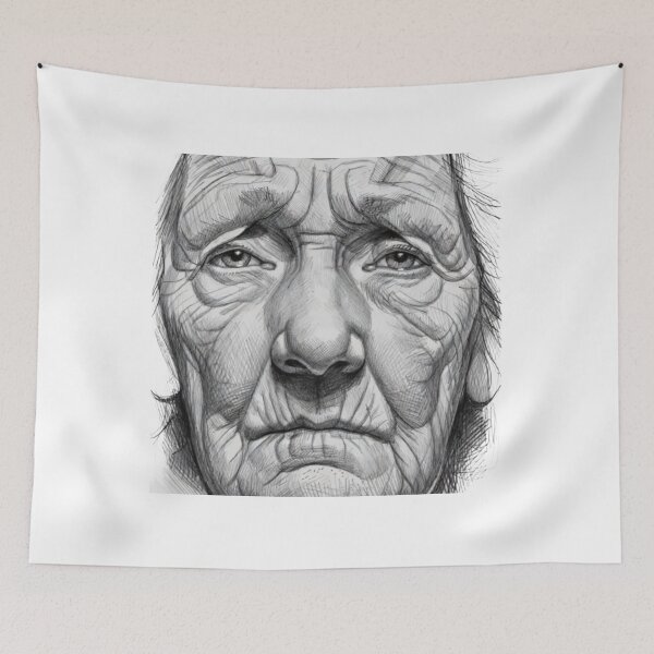 Item preview, Realistic Old Woman Face Pencil Sketch Portrait Art designed and sold by Hafcishop.