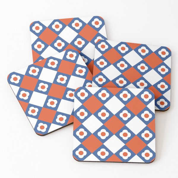 Item preview, Red and blue minimalistic floral seamless pattern designed and sold by Feral Lines Studio .