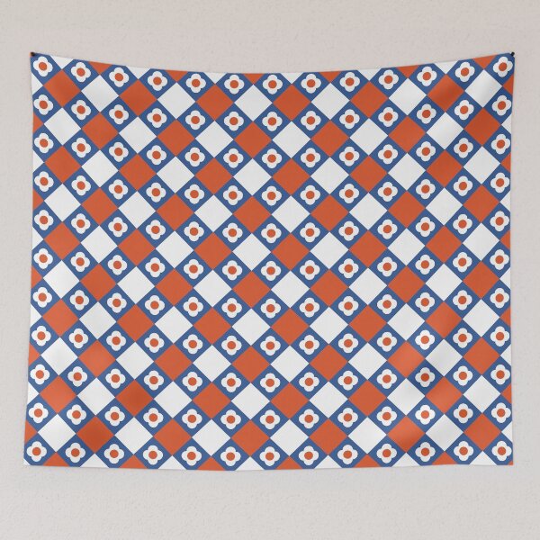 Item preview, Red and blue minimalistic floral seamless pattern designed and sold by Feral Lines Studio .
