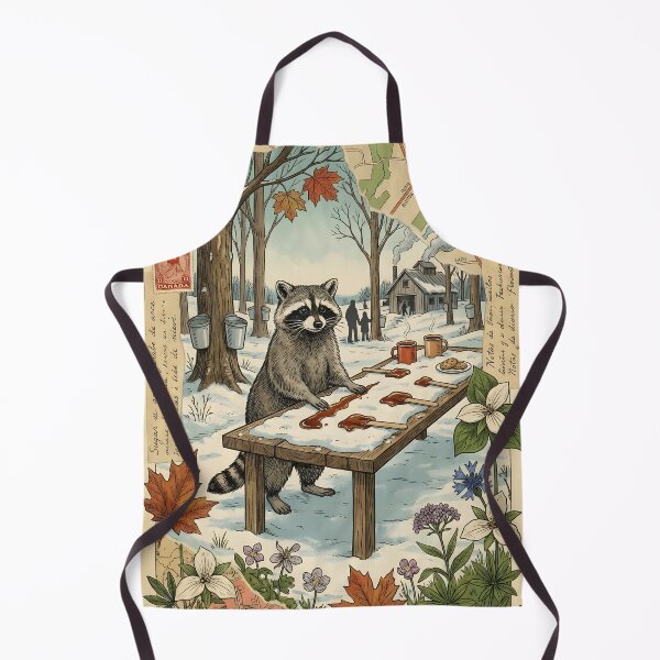 Item preview, Raccoon in snow making sweets with maple syrup designed and sold by CoffeeinBloom.