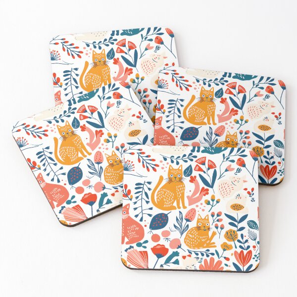 Item preview, Floral Folk Cat Pattern designed and sold by xiao xuans.