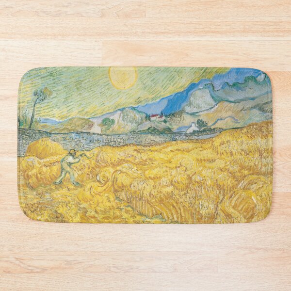 Item preview, Wheat Field Behind Saint Paul Hospital With a Reaper by Vincent van Gogh: Post Impressionist Landscape designed and sold by artofuniverse.