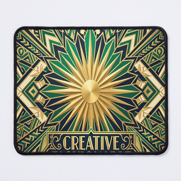 Item preview, Art Deco Geometric Sunburst Gold Emerald Luxury Typography Design designed and sold by Creative Fashion Designs.