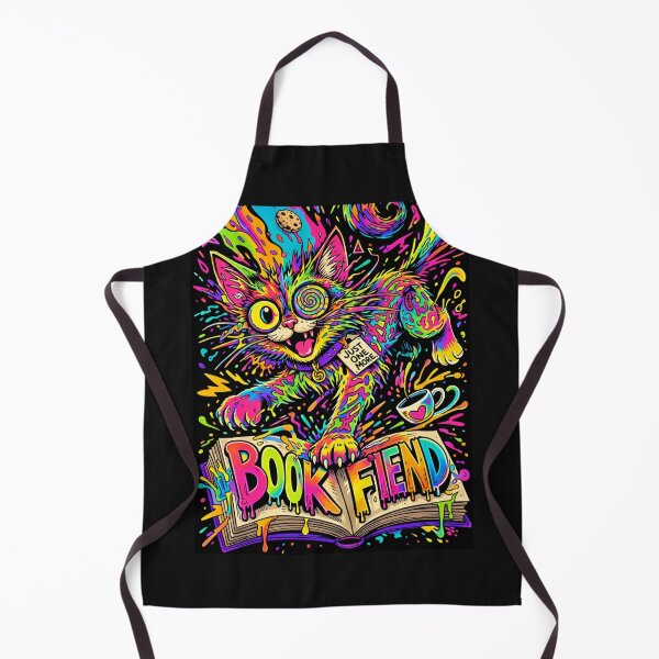 Item preview, Trippy Neon Book Fiend Cat designed and sold by ZunZunArt.