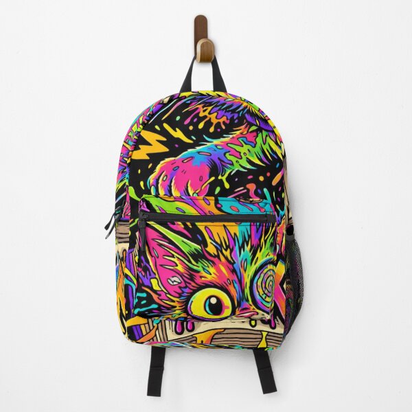 Item preview, Trippy Neon Book Fiend Cat designed and sold by ZunZunArt.