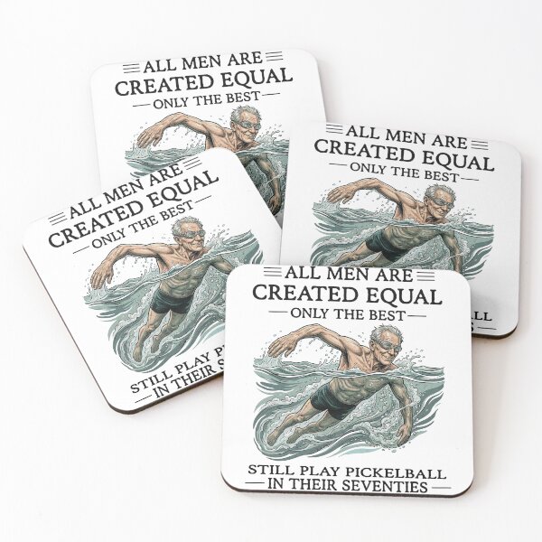 Item preview, All Men Are Created Equal Funny 70th Birthday Swimming designed and sold by FreshVibe Prints.