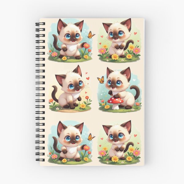 Item preview, Siamese Kittens in a Garden | Cute Cat Illustration designed and sold by Debbie Schulte.