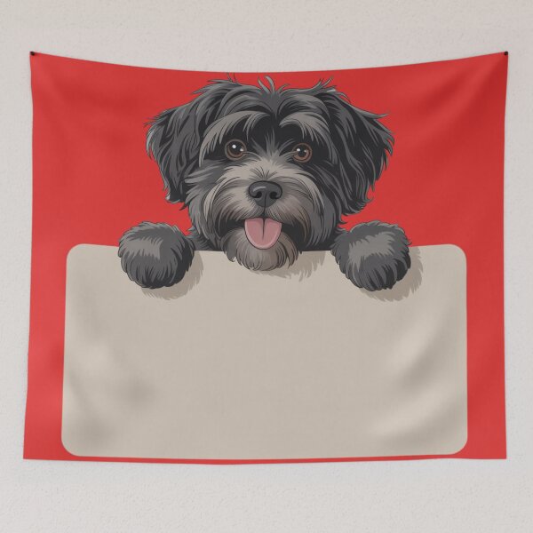 Item preview, Black Havanese dog peeking over the top  designed and sold by 123ks.