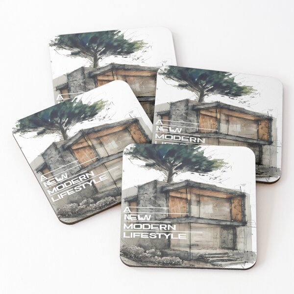 Item preview, Modern Stone House Sketch - New Lifestyle designed and sold by Modern Nest Art.