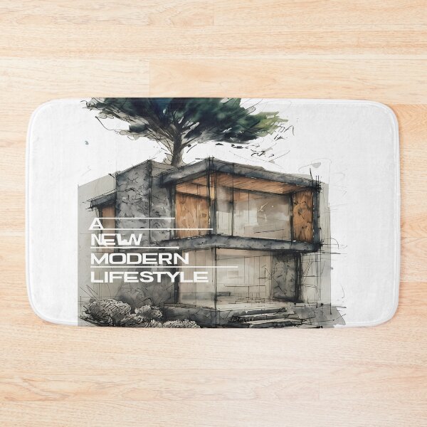 Item preview, Modern Stone House Sketch - New Lifestyle designed and sold by Modern Nest Art.