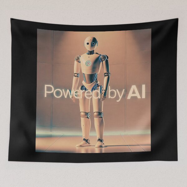 Item preview, Powered by AI Robot Design Futuristic Artificial Intelligence Tech Aesthetic Machine Learning Cyberpunk Graphic designed and sold by TEEJAMBOREE.