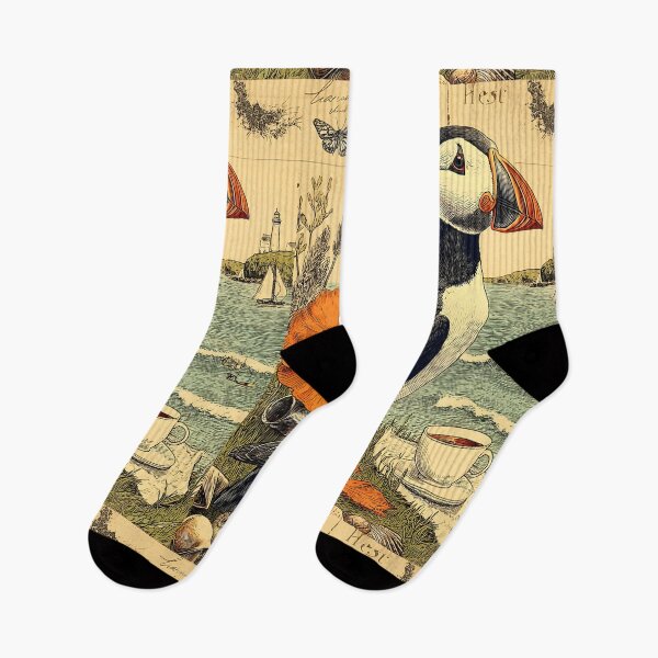 Item preview, Puffin by the sea with coffee and cake designed and sold by CoffeeinBloom.