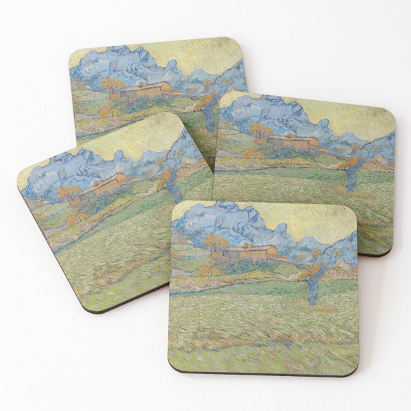 Item preview, Wheat Fields in a Mountainous Landscape by Vincent van Gogh: Post Impressionist Print designed and sold by artofuniverse.