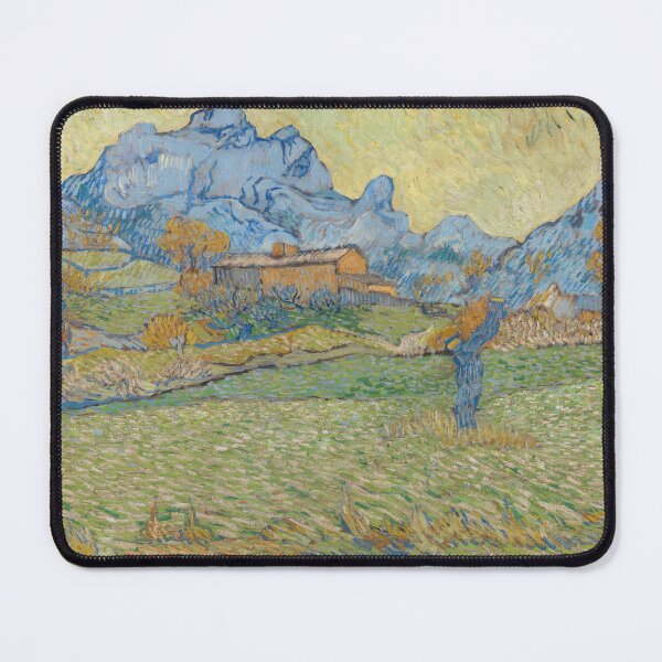 Item preview, Wheat Fields in a Mountainous Landscape by Vincent van Gogh: Post Impressionist Print designed and sold by artofuniverse.