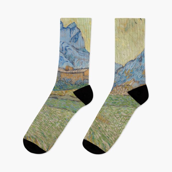 Item preview, Wheat Fields in a Mountainous Landscape by Vincent van Gogh: Post Impressionist Print designed and sold by artofuniverse.