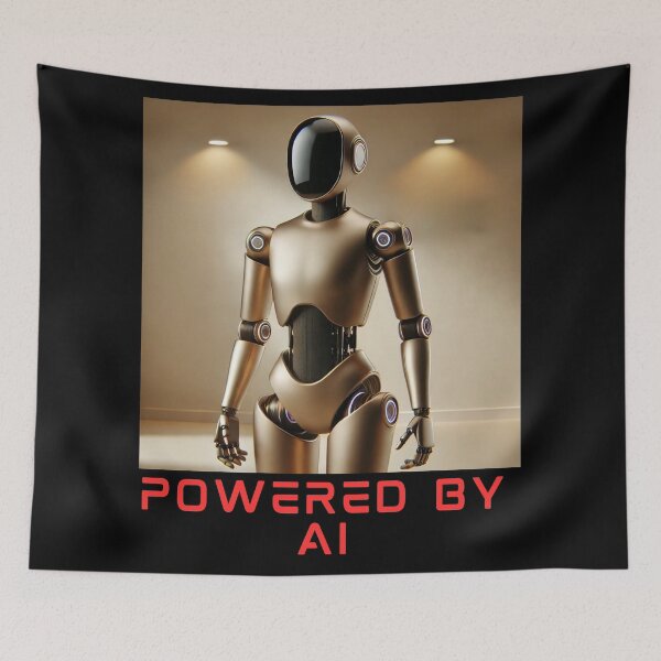 Item preview, Powered by AI Robot Design Futuristic Artificial Intelligence Tech Aesthetic Machine Learning Cyberpunk Graphic designed and sold by TEEJAMBOREE.