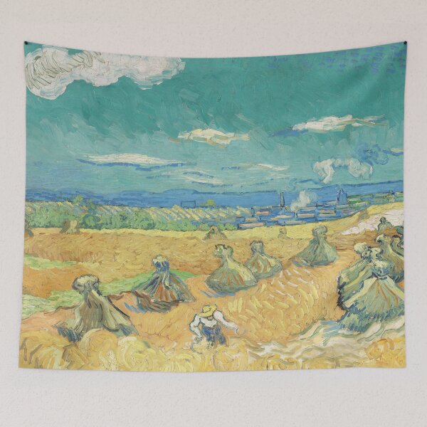 Item preview, Wheat Fields With Reaper Auvers by Vincent van Gogh: Post Impressionist Poster designed and sold by artofuniverse.