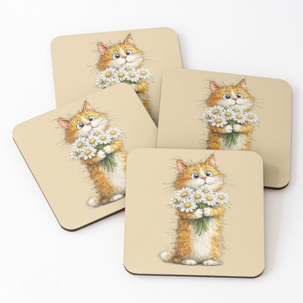 Item preview, Cute Cat with flowers floral art  designed and sold by Natart1004.