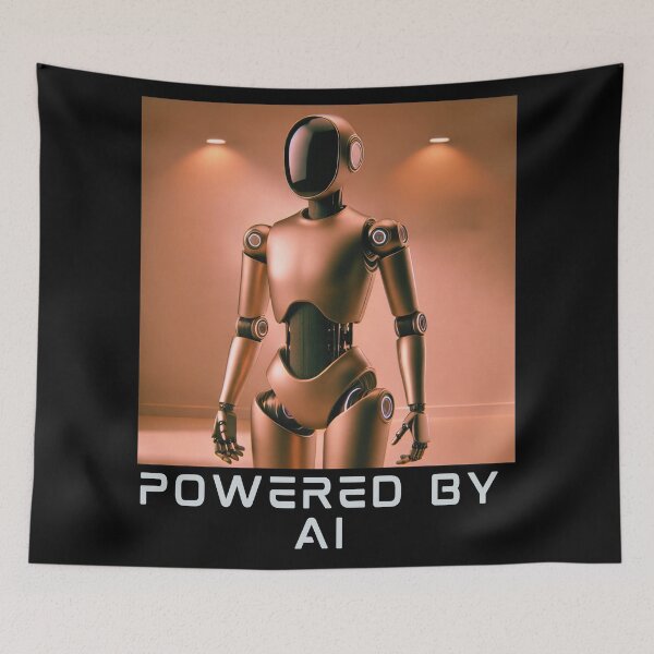 Item preview, Powered by AI Robot Design Futuristic Artificial Intelligence Tech Aesthetic Machine Learning Cyberpunk Graphic designed and sold by TEEJAMBOREE.