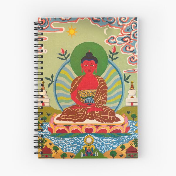 Item preview, Amitabha with Stupas in Pureland  designed and sold by Prajna Vajrayana Art.