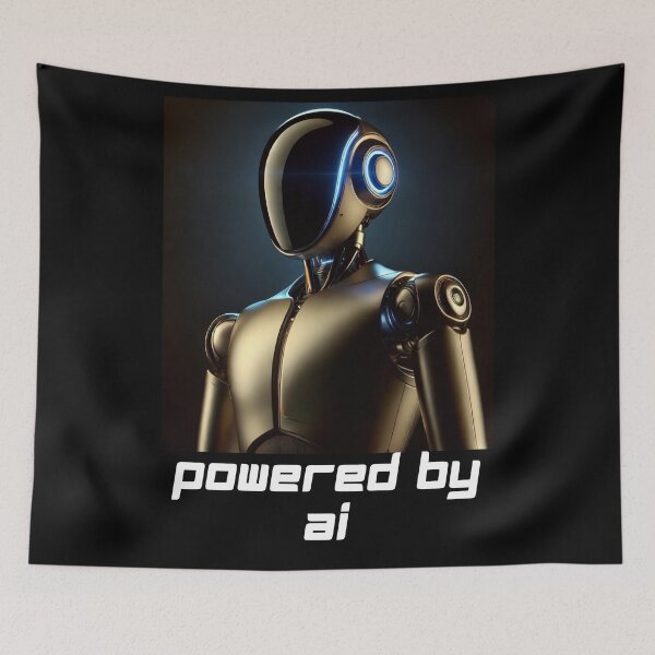 Item preview, Powered by AI Robot Design Futuristic Artificial Intelligence Tech Aesthetic Machine Learning Cyberpunk Graphic designed and sold by TEEJAMBOREE.
