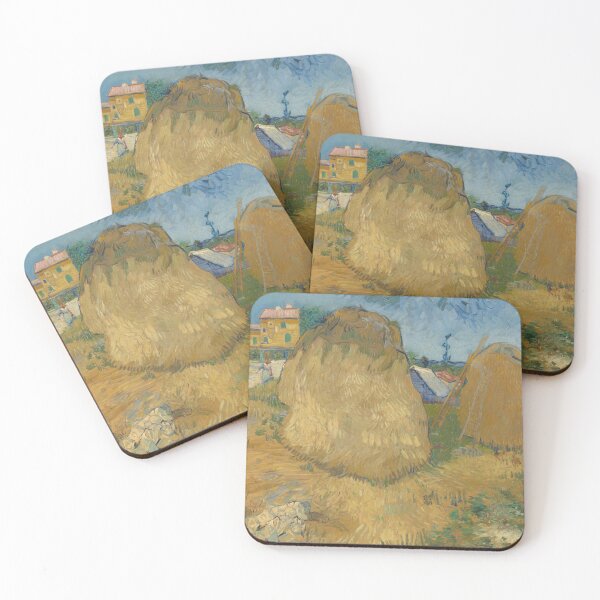 Item preview, Wheat Stacks in Provence by Vincent van Gogh: Rustic Post Impressionist Poster designed and sold by artofuniverse.