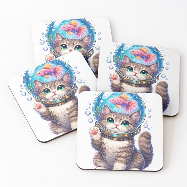 Item preview, Cute Space Cat with Fish Bowl Helmet designed and sold by Express Culture.