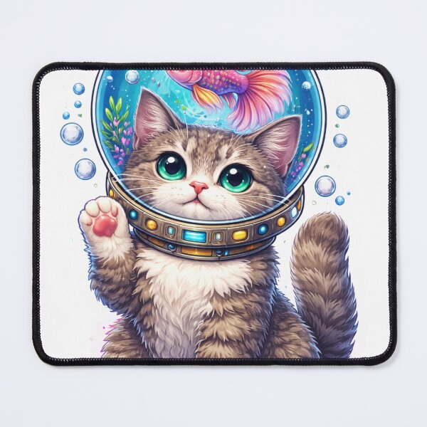Item preview, Cute Space Cat with Fish Bowl Helmet designed and sold by Express Culture.