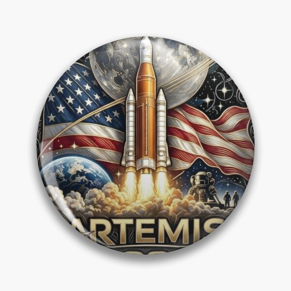 Item preview, Artemis 2 2026 Space Mission: NASA Moon Landing Gold Emblem designed and sold by Remix Vision.