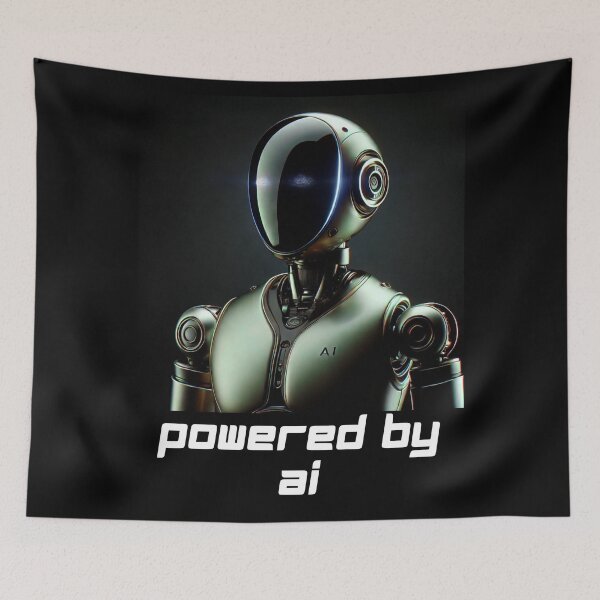 Item preview, Powered by AI Robot Design Futuristic Artificial Intelligence Tech Aesthetic Machine Learning Cyberpunk Graphic designed and sold by TEEJAMBOREE.