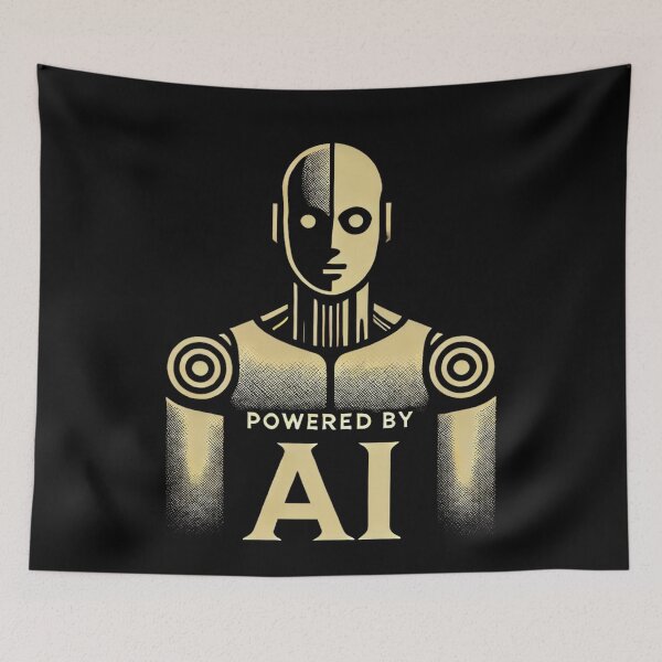 Item preview, Powered by AI Robot Design Futuristic Artificial Intelligence Tech Aesthetic Machine Learning Cyberpunk Graphic designed and sold by TEEJAMBOREE.