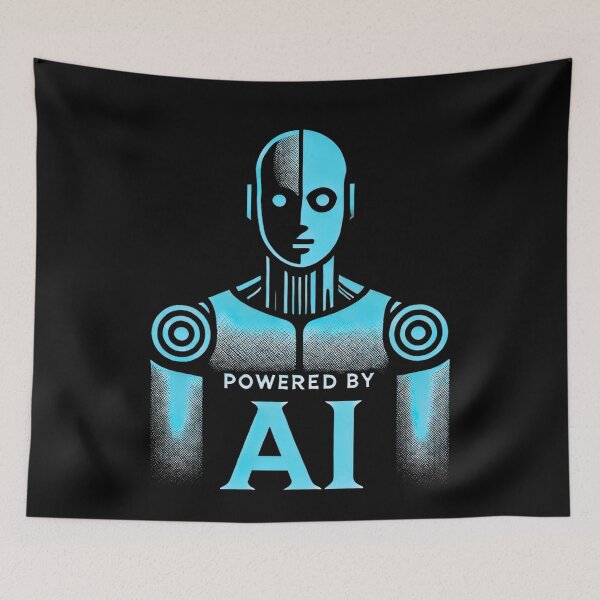 Item preview, Powered by AI Robot Design Futuristic Artificial Intelligence Tech Aesthetic Machine Learning Cyberpunk Graphic designed and sold by TEEJAMBOREE.