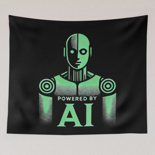 Item preview, Powered by AI Robot Design Futuristic Artificial Intelligence Tech Aesthetic Machine Learning Cyberpunk Graphic designed and sold by TEEJAMBOREE.