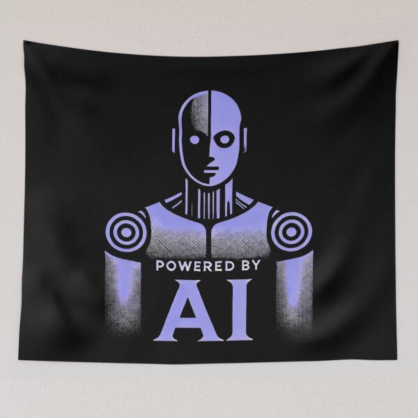 Item preview, Powered by AI Robot Design Futuristic Artificial Intelligence Tech Aesthetic Machine Learning Cyberpunk Graphic designed and sold by TEEJAMBOREE.