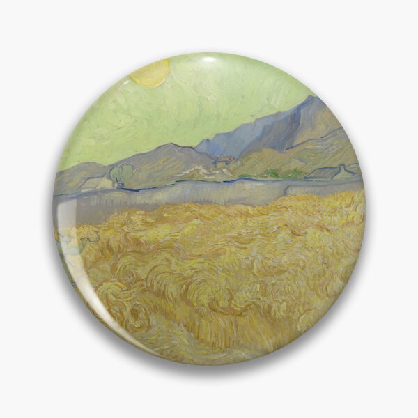 Item preview, Wheatfield With a Reaper by Vincent van Gogh: Post Impressionist Landscape Poster designed and sold by artofuniverse.
